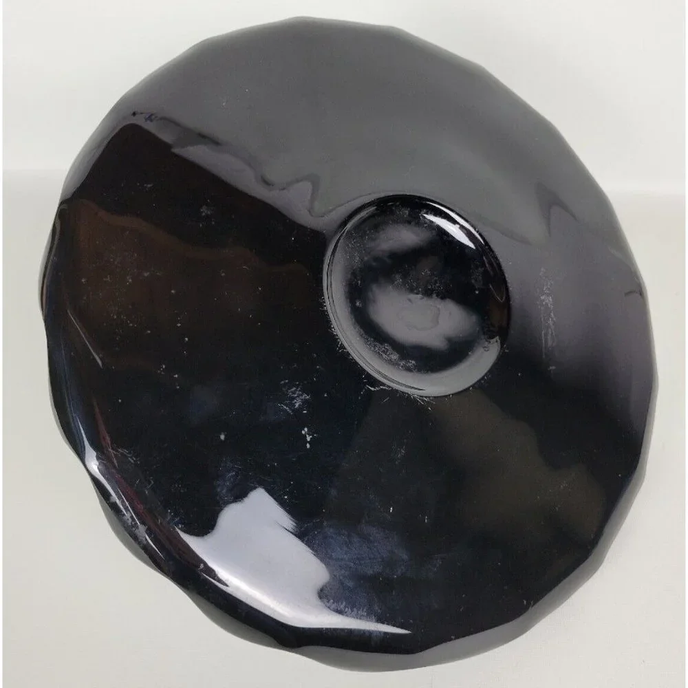Vintage Viking‎ Glass Black Amethyst Dolphin Fish Serving Tray Platter 11
